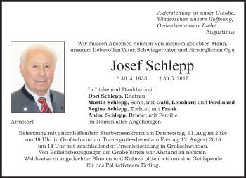 Traueranzeige von Josef Schlepp von merkurtz