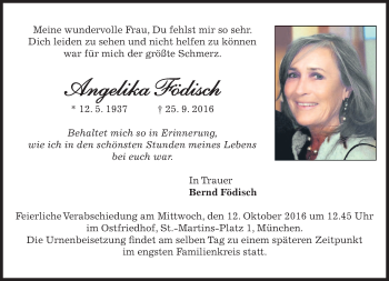 Traueranzeige von Angelika Födisch von merkurtz