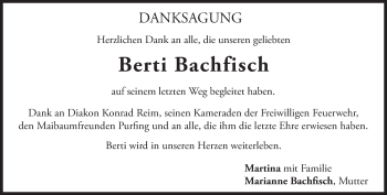 Traueranzeige von Berti Bachfisch von merkurtz
