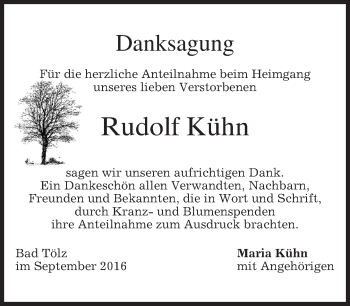 Traueranzeige von Rudolf Kühn von merkurtz