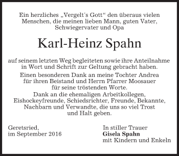 Traueranzeige von Karl-Heinz Spahn von merkurtz