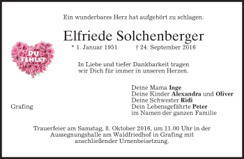 Traueranzeige von Elfriede Solchenberger von merkurtz