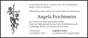 Traueranzeige von Angela Feichtmeier von merkurtz