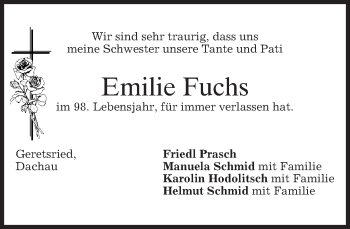 Traueranzeige von Emilie Fuchs von merkurtz