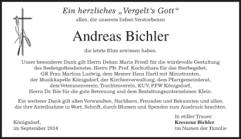 Traueranzeige von Andreas Bichler von merkurtz