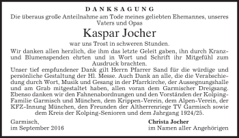 Traueranzeige von Kaspar Jocher von merkurtz