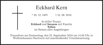 Traueranzeige von Eckhard Kern von merkurtz