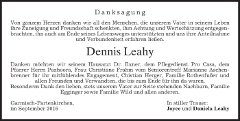 Traueranzeige von Dennis Leahy von merkurtz