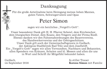 Traueranzeige von Peter Simon von merkurtz