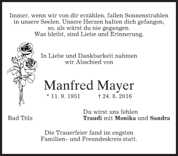 Traueranzeige von Manfred Mayer von merkurtz