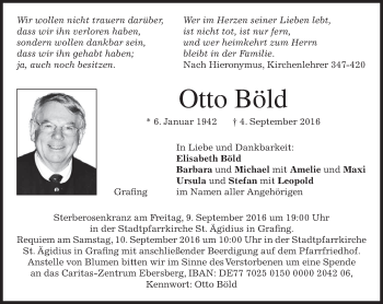 Traueranzeige von Otto Böld von merkurtz