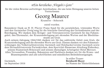 Traueranzeige von Georg Maurer von merkurtz