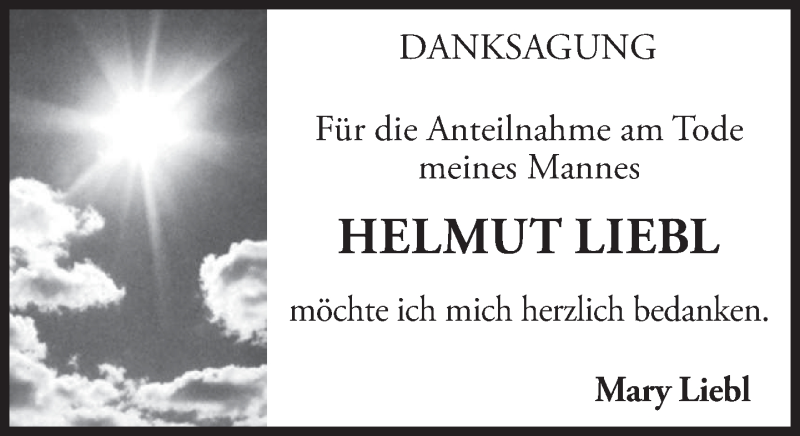  Traueranzeige für Helmut Liebl vom 24.09.2016 aus merkurtz