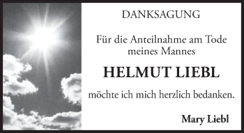 Traueranzeige von Helmut Liebl von merkurtz