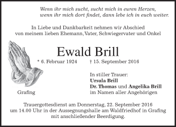 Traueranzeige von Ewald Brill von merkurtz