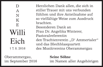 Traueranzeige von Willi Eich von merkurtz
