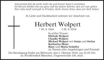 Traueranzeige von Herbert Wolpert von merkurtz