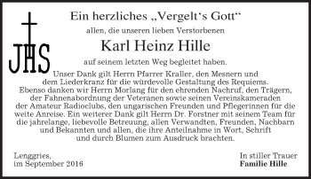 Traueranzeige von Karl Heinz Hille von merkurtz