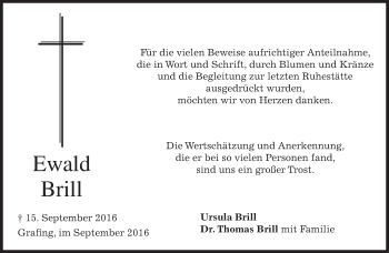 Traueranzeige von Ewald Brill von merkurtz