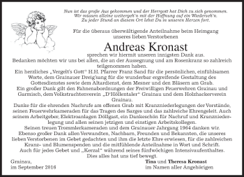 Traueranzeige von Andreas Kronast von merkurtz