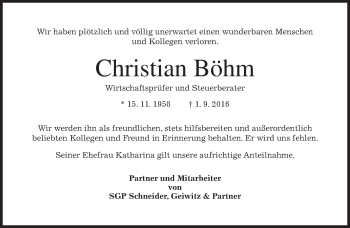 Traueranzeige von Christian Böhm von merkurtz