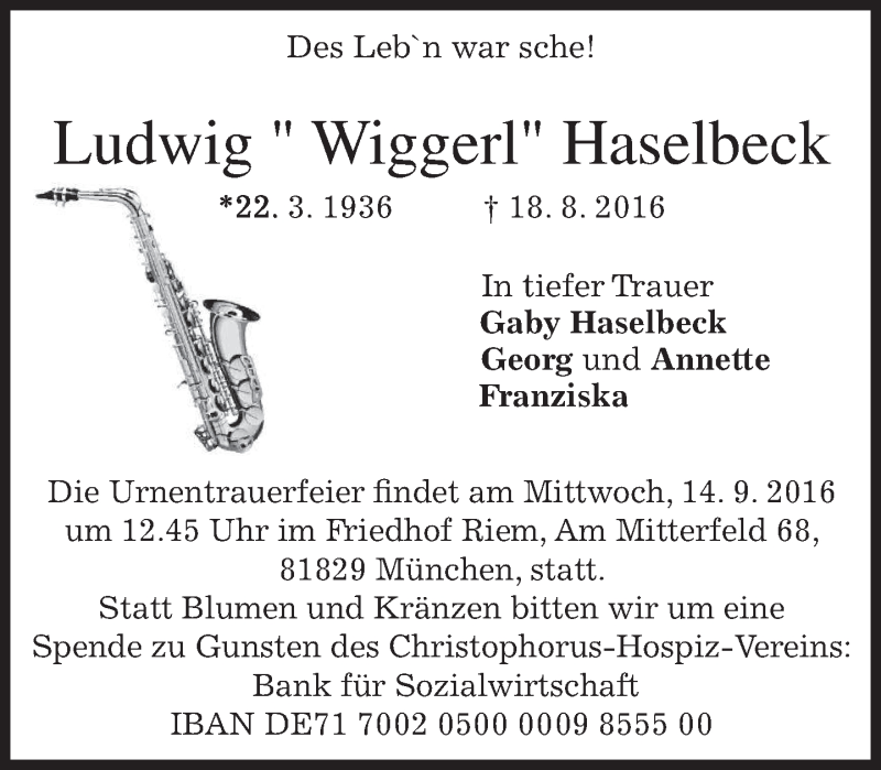  Traueranzeige für Ludwig Haselbeck vom 10.09.2016 aus merkurtz