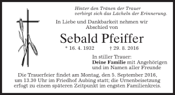 Traueranzeige von Sebald Pfeiffer von merkurtz