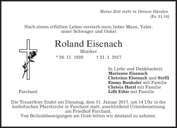 Traueranzeige von Roland Eisenach von merkurtz
