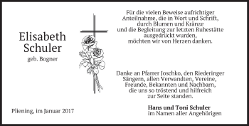 Traueranzeige von Elisabeth Schuler von merkurtz