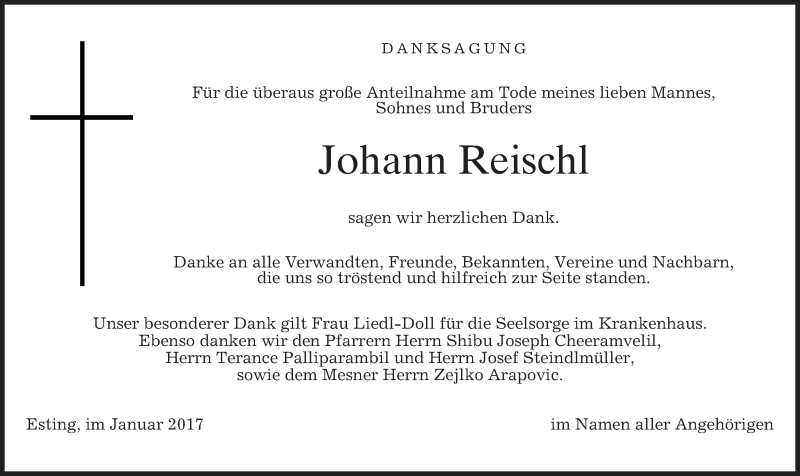 Traueranzeigen Von Johann Reischl | Trauer.merkur.de