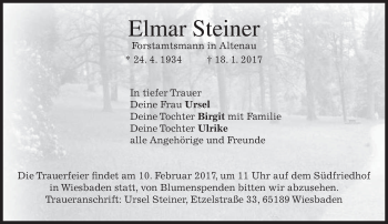 Traueranzeige von Elmar Steiner von merkurtz