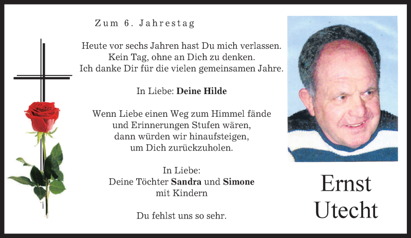  Traueranzeige für Ernst Utecht vom 14.01.2017 aus merkurtz