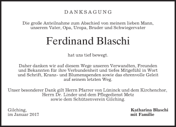 Traueranzeige von Ferdinand Blaschi von merkurtz