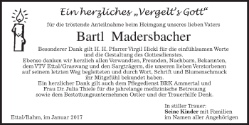 Traueranzeige von Bartl Madersbacher von merkurtz