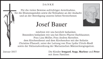 Traueranzeige von Josef Bauer von merkurtz