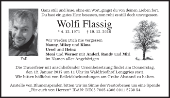 Traueranzeige von Wolff Flassig von merkurtz