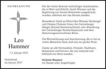 Traueranzeige von Leo Hammer von merkurtz