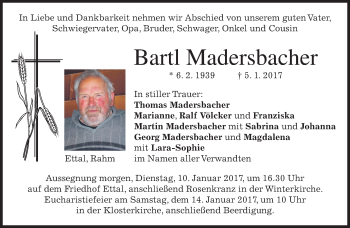 Traueranzeige von Bartl Madersbacher von merkurtz