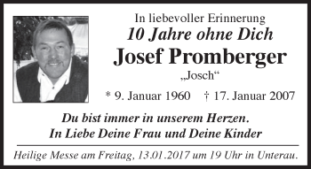 Traueranzeige von Josef Promberger von merkurtz