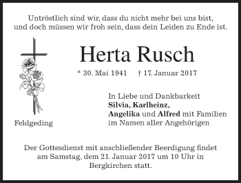 Traueranzeige von Herta Rusch von merkurtz