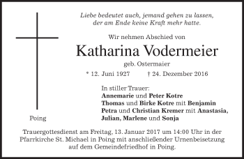Traueranzeige von Katharina Vodermeier von merkurtz