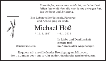 Traueranzeige von Michael Höß von merkurtz