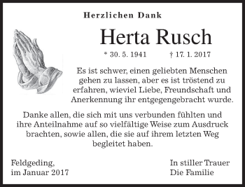 Traueranzeige von Herta Rusch von merkurtz