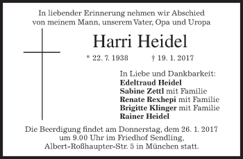 Traueranzeige von Harri Heidel von merkurtz