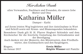 Traueranzeige von Katharina Müller von merkurtz