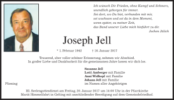 Traueranzeige von Joseph Jell von merkurtz