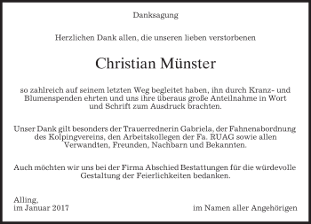 Traueranzeige von Christian Münster von merkurtz