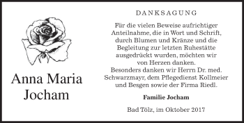 Traueranzeige von Anna Maria Jocham von merkurtz