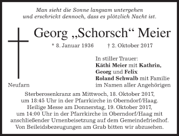 Traueranzeige von Georg  Meier von merkurtz
