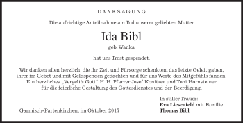 Traueranzeige von Ida Bibi